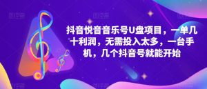 抖音音乐号U盘项目 一单几十利润 无需投入太多 一台手机 几个抖音号就开始副业资源库-时光-中创中赚-福缘-冒泡创业网实操副业项目教程和创业项目大全副业资源库