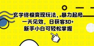 玄学终极变现玩法，暴力起号，一天见效，日获客30+，新手小白可轻松掌握副业资源库-时光-中创中赚-福缘-冒泡创业网实操副业项目教程和创业项目大全副业资源库