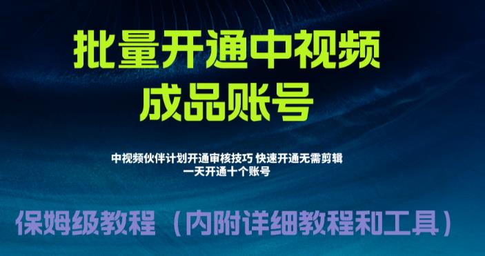 外面收费1980暴力开通中视频计划教程，附 快速通过中视频伙伴计划的办法副业资源库-时光-中创中赚-福缘-冒泡创业网实操副业项目教程和创业项目大全副业资源库