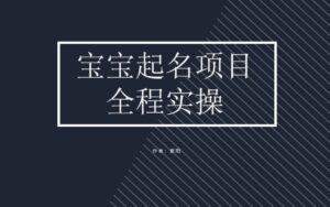 拆解小红书宝宝起名虚拟副业项目，一条龙实操玩法分享副业资源库-时光-中创中赚-福缘-冒泡创业网实操副业项目教程和创业项目大全副业资源库