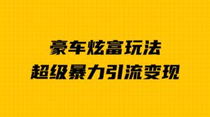 豪车炫富独家玩法，暴力引流多重变现，手把手教学副业资源库-时光-中创中赚-福缘-冒泡创业网实操副业项目教程和创业项目大全副业资源库