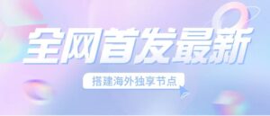 (6912期）全网首发最新海外节点搭建，独享梯子安全稳定运营海外短视频，日入1000+副业资源库-时光-中创中赚-福缘-冒泡创业网实操副业项目教程和创业项目大全副业资源库