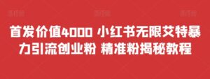 首发价值4000 小红书无限艾特暴力引流创业粉 精准粉揭秘教程副业资源库-时光-中创中赚-福缘-冒泡创业网实操副业项目教程和创业项目大全副业资源库