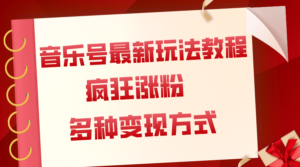 音乐号最新玩法教程，疯狂涨粉，多种拓展变现方式（附保姆级教程+素材）副业资源库-时光-中创中赚-福缘-冒泡创业网实操副业项目教程和创业项目大全副业资源库