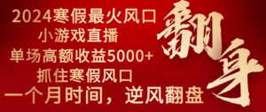 2024年最火寒假风口项目 小游戏直播 单场收益5000+抓住风口 一个月直接提车副业资源库-时光-中创中赚-福缘-冒泡创业网实操副业项目教程和创业项目大全副业资源库