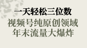 一天轻松三位数，视频号纯原创领域，春节童子送祝福，年末流量大爆炸副业资源库-时光-中创中赚-福缘-冒泡创业网实操副业项目教程和创业项目大全副业资源库