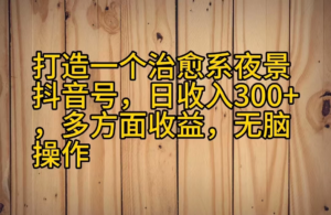 打造一个治愈系夜景抖音号，日收入300+，多方面收益，无脑操作副业资源库-时光-中创中赚-福缘-冒泡创业网实操副业项目教程和创业项目大全副业资源库