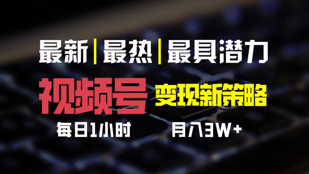 视频号变现新策略，每日只需一小时，月入30000+副业资源库-时光-中创中赚-福缘-冒泡创业网实操副业项目教程和创业项目大全副业资源库