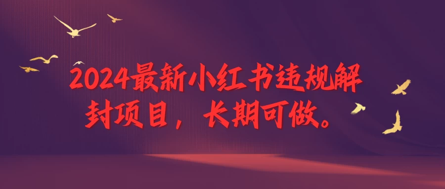 2024最新小红书违规解封项目，一个可以做到退休的项目副业资源库-时光-中创中赚-福缘-冒泡创业网实操副业项目教程和创业项目大全副业资源库